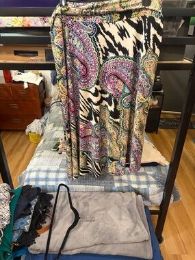 Sunny Taylor Paisley Maxi Skirt in Black, Pink, Blue and Yellow